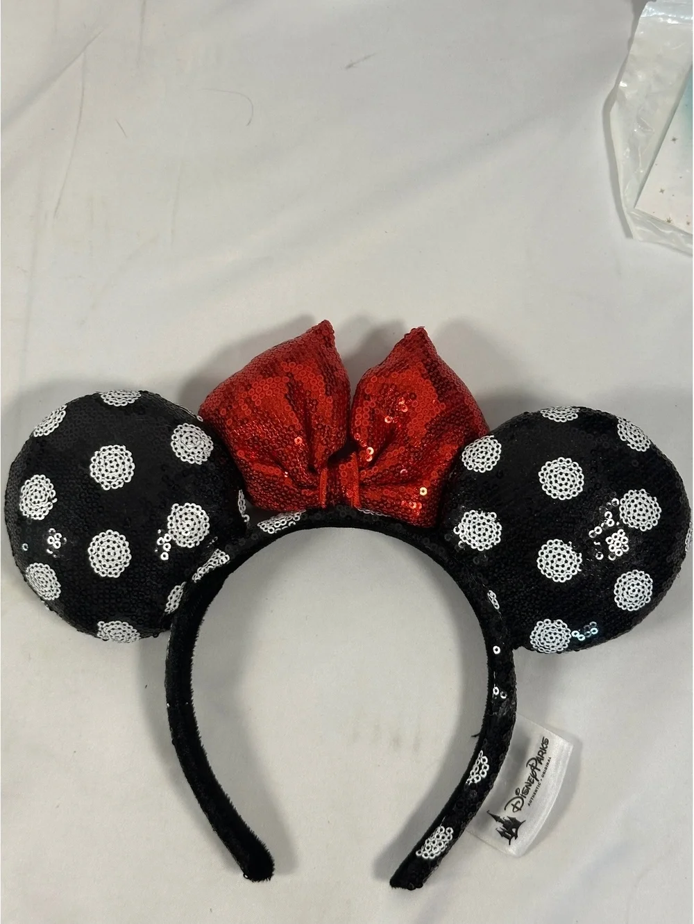 Disney Parks Authentic Original Minnie Mouse Sequin Polka Dot Ears Headband